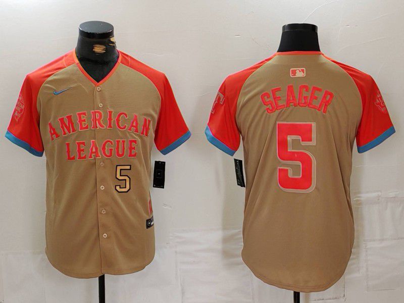 Men Texas Rangers #5 Seager Orange All star 2024 Nike MLB Jersey style 4